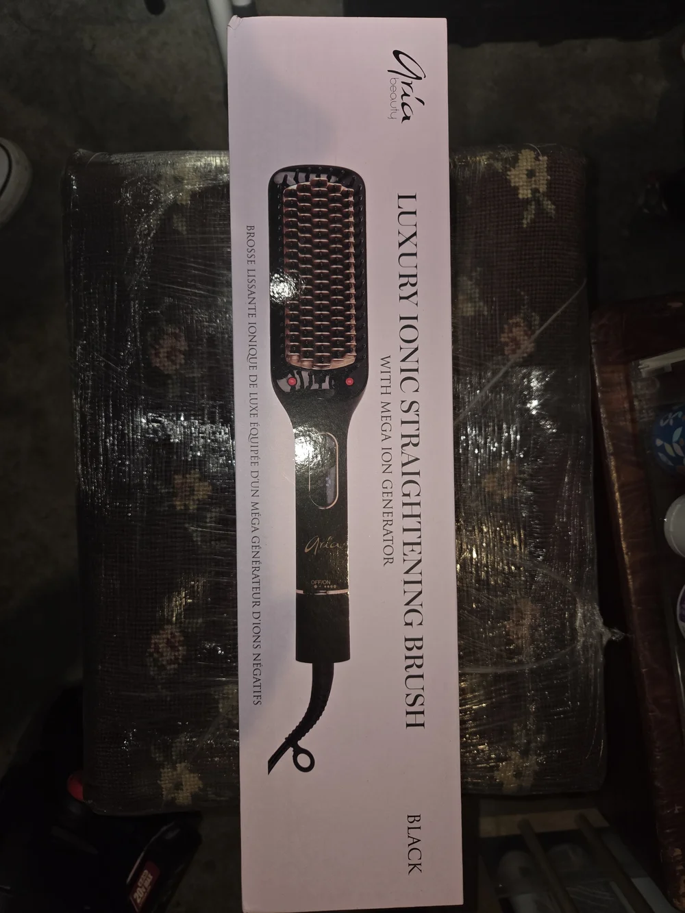 Aria Luxury Ionic Straightening Brush - Black & Rose Gold